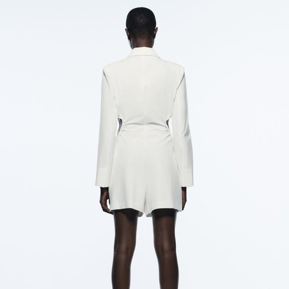 BNWT ZARA SIDE CUT OUT JUMPSUIT ROMPER WHITE ECRU | 2701/688 S - Picture 3 of 8
